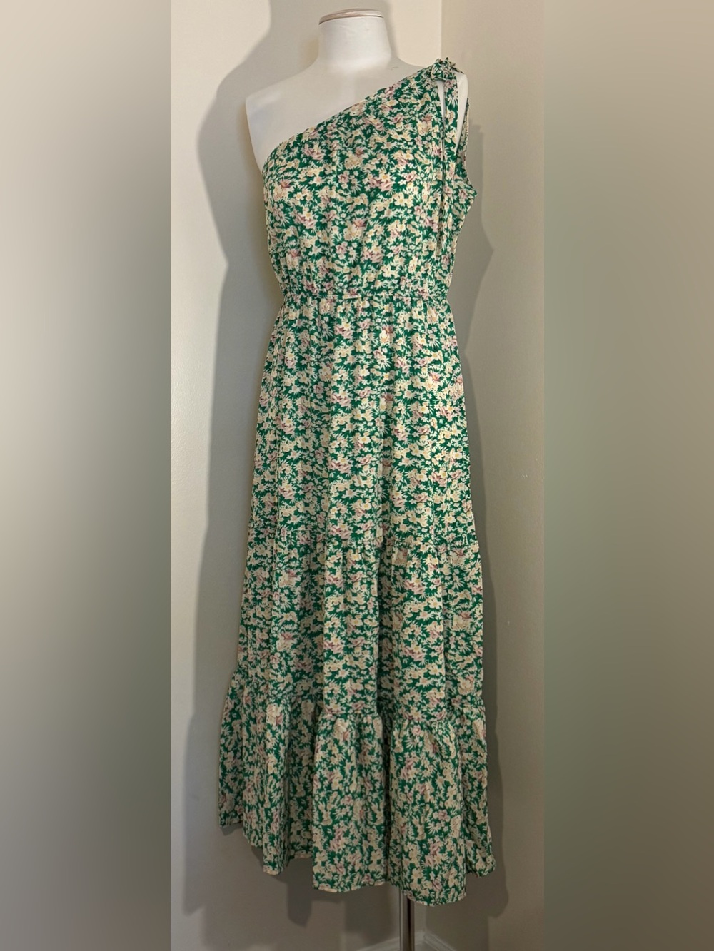 PrettyGarden Green Floral Tiered Maxi Dress